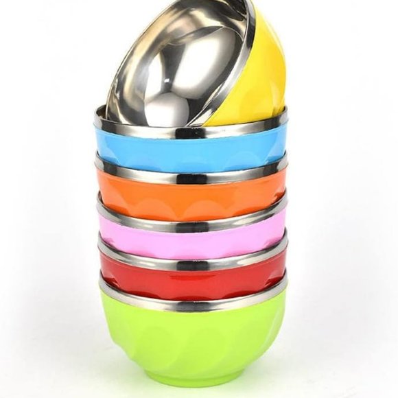 Multi Colored Double walled Insulated Metal Bowls - Picture 10 of 12